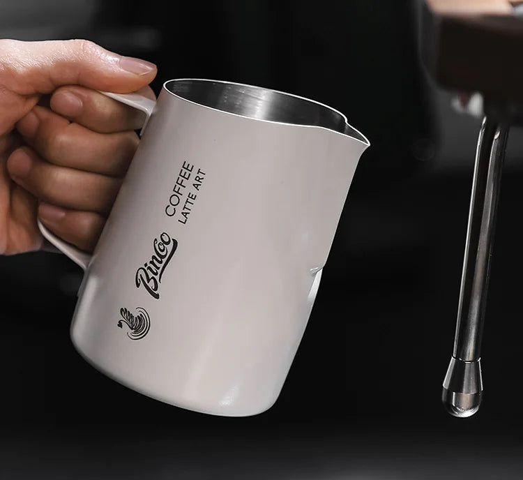 Bincoo Stainless Steel Milk Frothing Pitcher 420/520ml Cappuccino Latte Art  Jug Chic Home Barista Accessories Latte cup and jar
