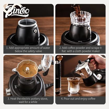 BINCOO Dual Valve Moka Pot Extraction Espresso Maker Hand Brewed Coffee Mocha Pot Italian Home Outdoor Barista Accessories