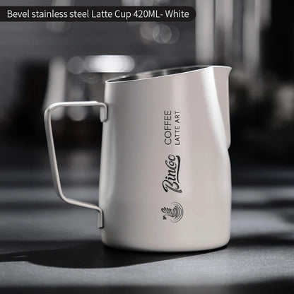 Bincoo Stainless Steel Milk Frothing Pitcher 420/520ml Cappuccino Latte Art  Jug Chic Home Barista Accessories Latte cup and jar