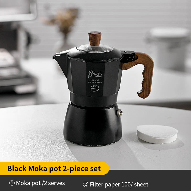 Bincoo Dual Valve Moka Pot Set , Espresso Coffee Maker, Portable Home Machine, Outdoor Use