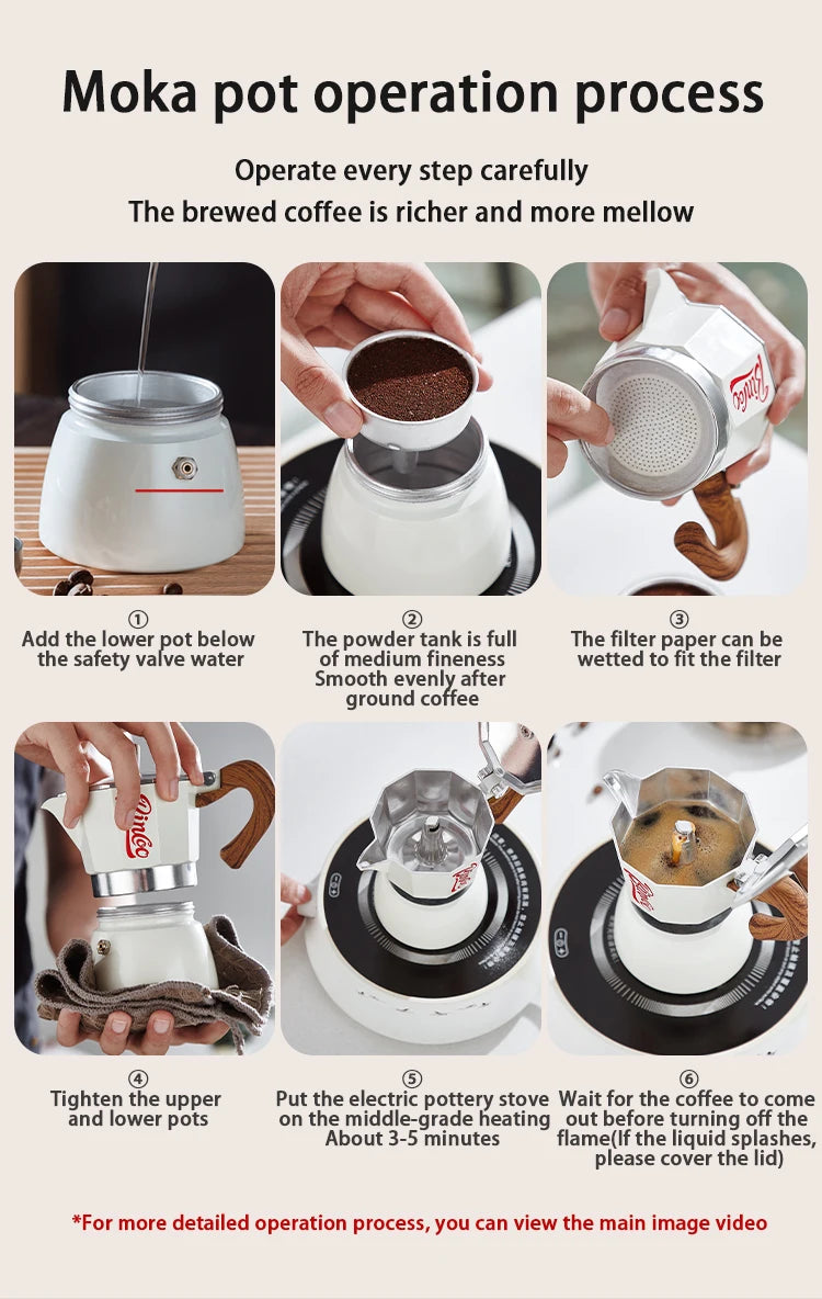 Bincoo Coffee Moka Pot Aluminum 300ml Mocha Pot Classic Italian Espresso Pot Kitchen Home Barista Coffee Machine Accessories