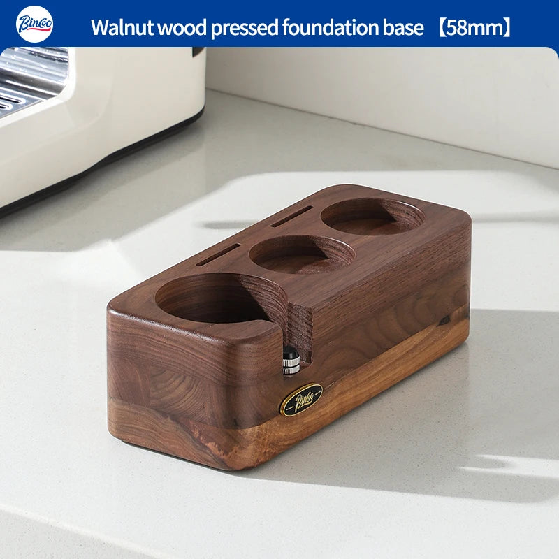 Bincoo Wooden Espresso Tamping Stand Set: Tamper+Distributor, 51/58mm Dual-Size, Barista Organizer