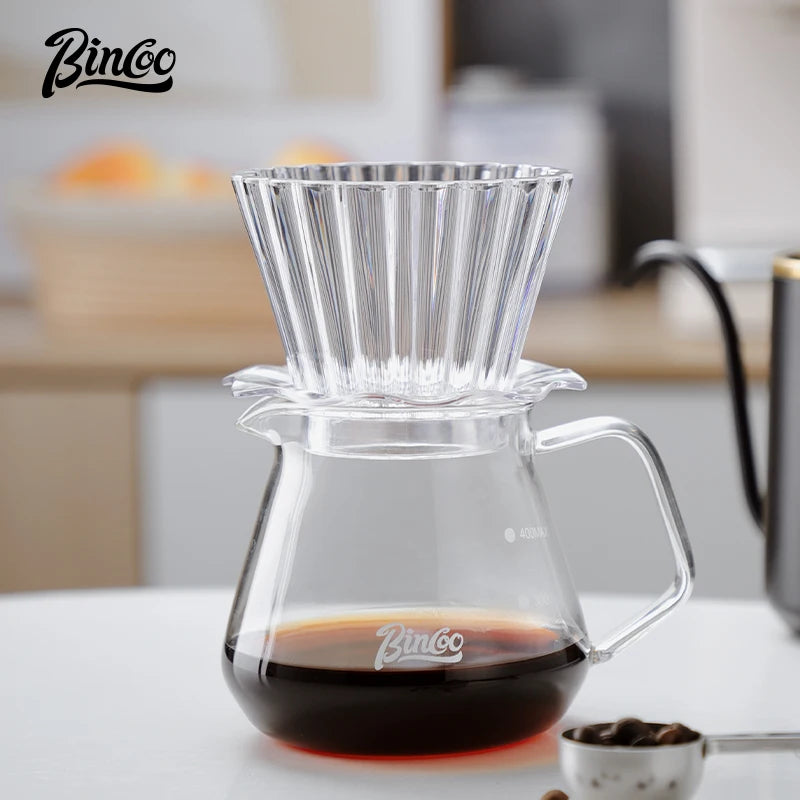Bincoo  Basket Coffee Dripper Crystal Eye Pour Over Coffee Filter Tritan 1-2Cups Coffee Maker Flat Bottom Increase Uniformity