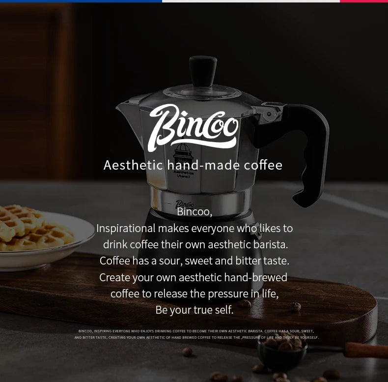 BINCOO Dual Valve Moka Pot Extraction Espresso Maker Hand Brewed Coffee Mocha Pot Italian Home Outdoor Barista Accessories