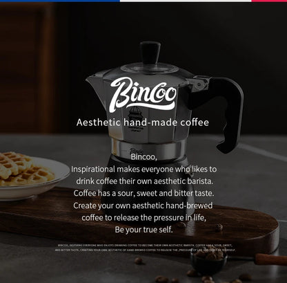 BINCOO Dual Valve Moka Pot Extraction Espresso Maker Hand Brewed Coffee Mocha Pot Italian Home Outdoor Barista Accessories