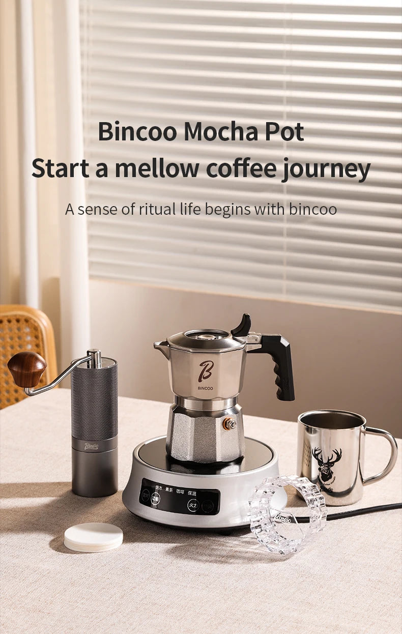Bincoo Three Valve 316 Stainless Steel Mocha Pot Pressure Concentrating Extraction Coffee Pot Home Professional Barista Kit