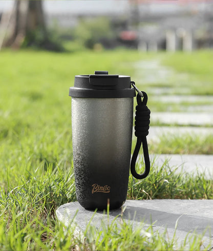 Bincoo 500Ml 304 Stainless Steel Coffee Cup Vacuum Insulated Travel Cup Gradient Color Portable Insulated Cup With Lifting Rope