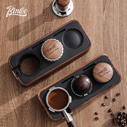 Bincoo Solid Wood Coffee Tamping Stand, Fits 51/58mm Portafilters, Espresso Distributor Base, Barista Tool