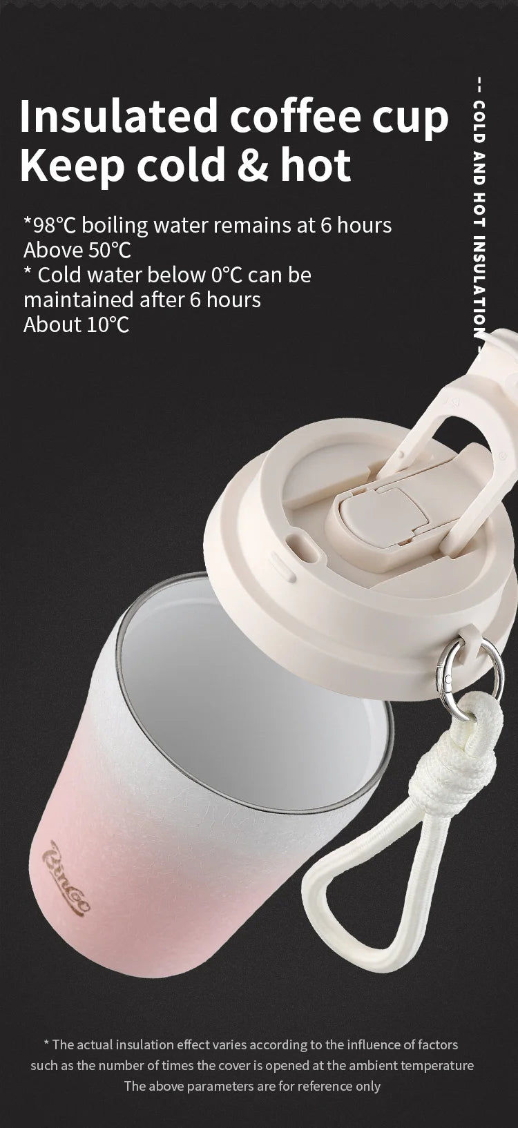 Coffee Insulated Cup 280ML Outdoor Portable Ice Cup Travel Coffee Mug Spill Proof With Lid Car Direct Drinking Thermos Cup