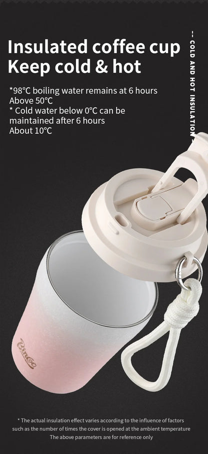 Coffee Insulated Cup 280ML Outdoor Portable Ice Cup Travel Coffee Mug Spill Proof With Lid Car Direct Drinking Thermos Cup