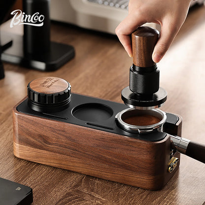 Bincoo Solid Wood Coffee Tamping Stand, Fits 51/58mm Portafilters, Espresso Distributor Base, Barista Tool