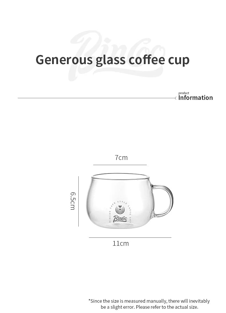 Bincoo 280ml Heat Resistant High Borosilicate Glass Mug Coffee Cup with Handle Office Tea Milk Water Cup Clear Cups Espresso mug
