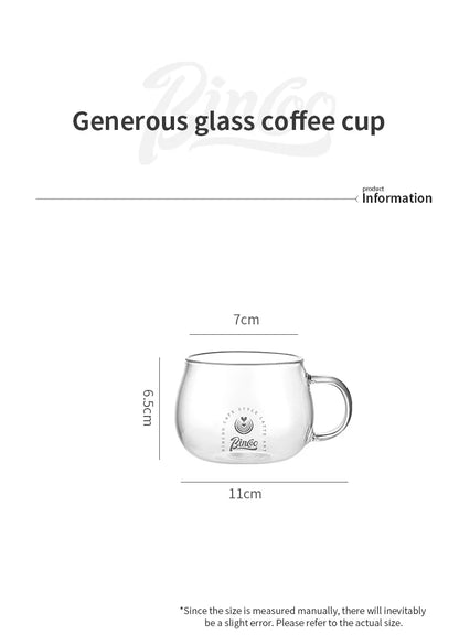 Bincoo 280ml Heat Resistant High Borosilicate Glass Mug Coffee Cup with Handle Office Tea Milk Water Cup Clear Cups Espresso mug