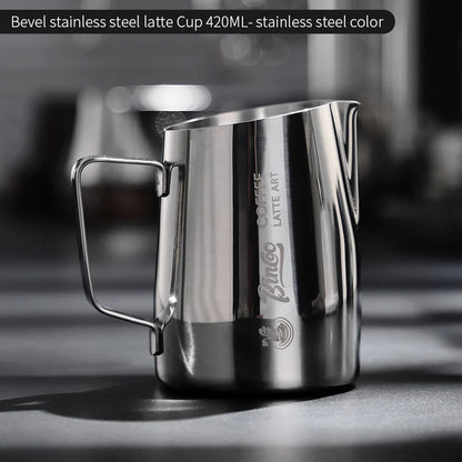 Bincoo Stainless Steel Milk Frothing Pitcher 420/520ml Cappuccino Latte Art  Jug Chic Home Barista Accessories Latte cup and jar