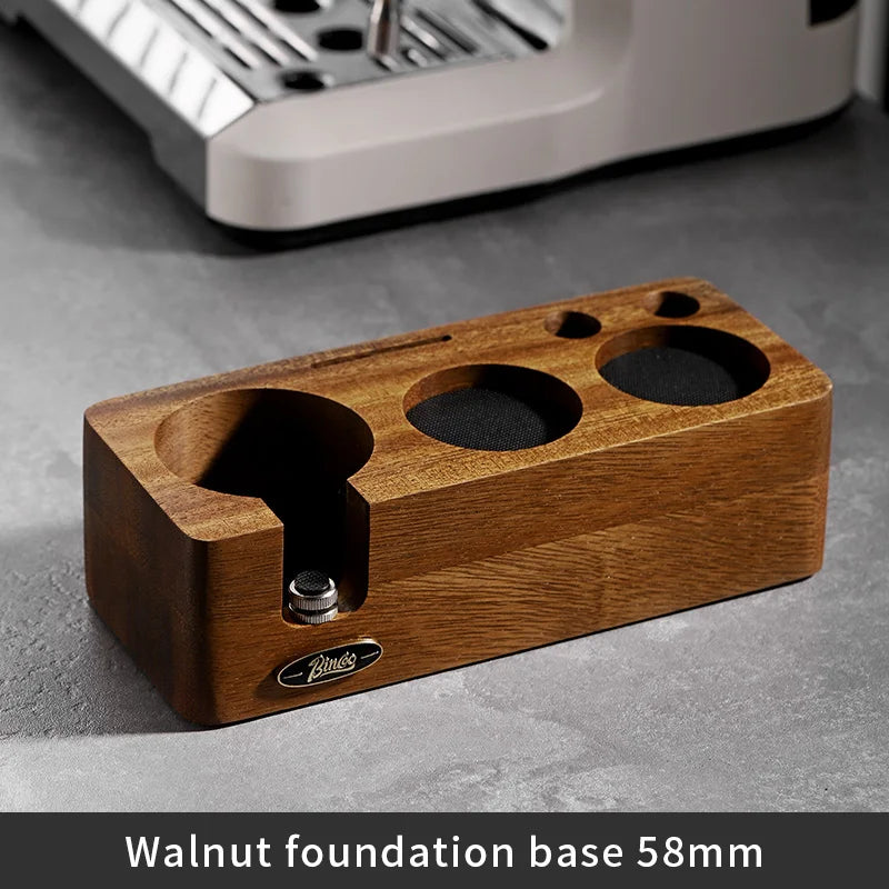 Bincoo-Walnut Coffee Press Base, Powder Distributor Set, Italian Handle, Universal Appliance Tool, Storage Base, 51mm, 58mm