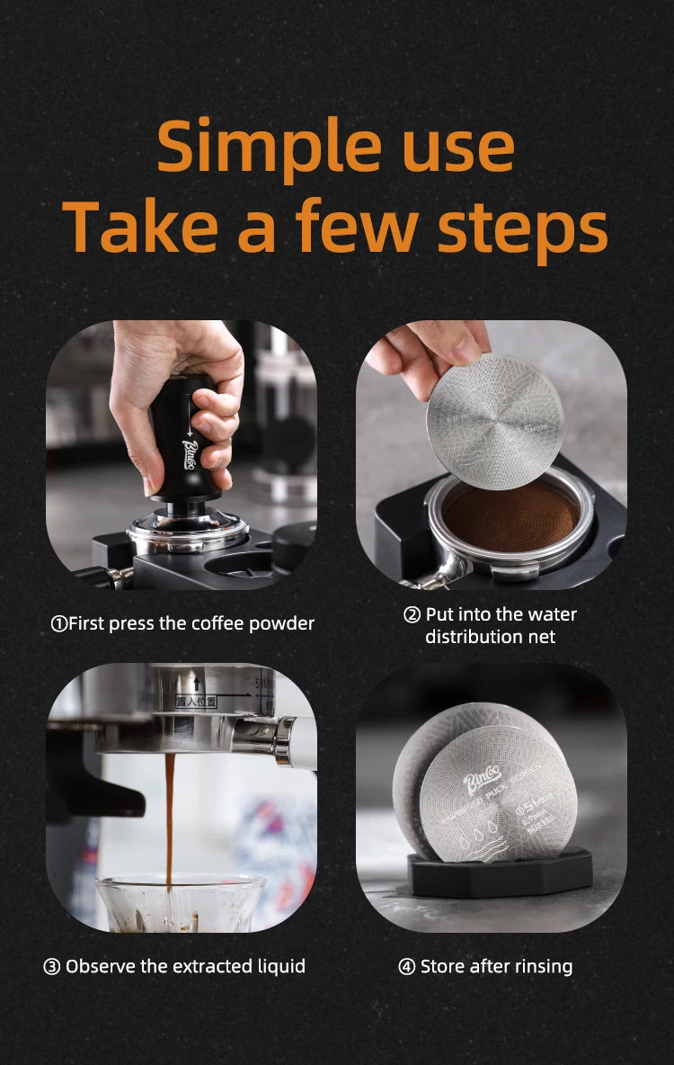 Secondary water distribution network Italian coffee handle, sintered plate, stainless steel extraction filter, three-layer 51/58
