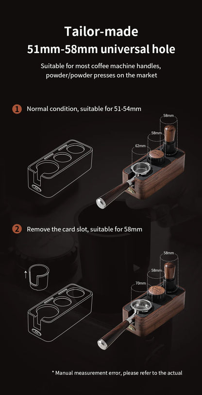 Bincoo Solid Wood Coffee Tamping Stand, Fits 51/58mm Portafilters, Espresso Distributor Base, Barista Tool