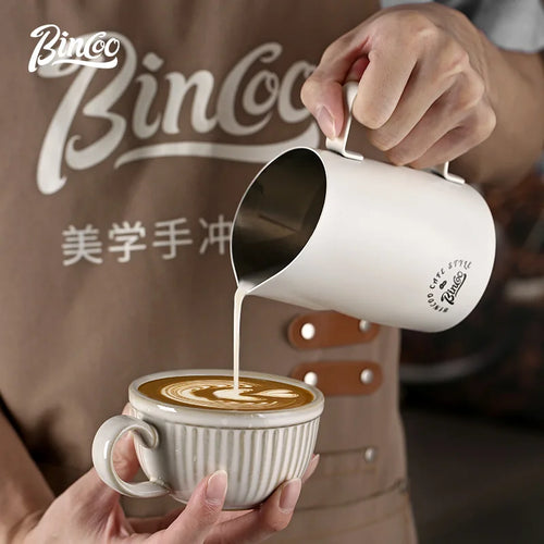 Bincoo Stainless Steel Milk Frothing Pitcher 420/520ml Cappuccino Latte Art  Jug Chic Home Barista Accessories Latte cup and jar