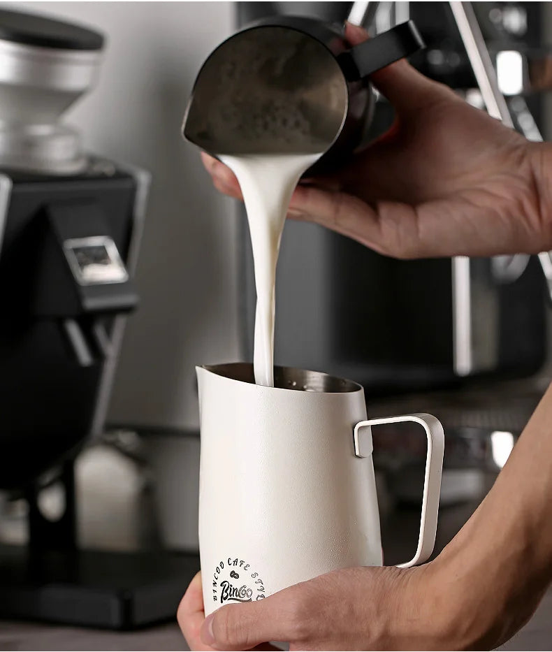 Bincoo Stainless Steel Milk Frothing Pitcher 420/520ml Cappuccino Latte Art  Jug Chic Home Barista Accessories Latte cup and jar