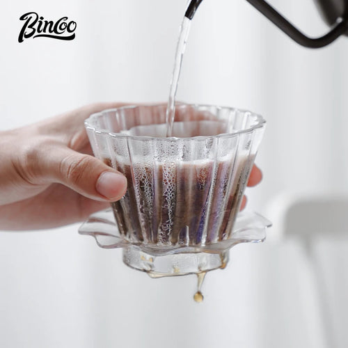 Bincoo  Basket Coffee Dripper Crystal Eye Pour Over Coffee Filter Tritan 1-2Cups Coffee Maker Flat Bottom Increase Uniformity