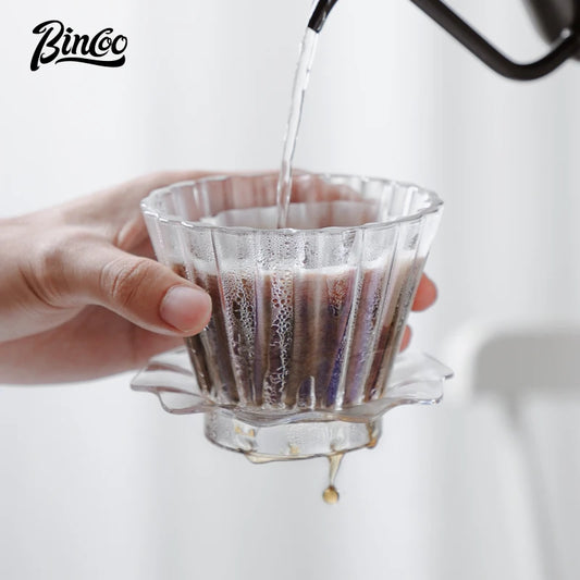 Bincoo  Basket Coffee Dripper Crystal Eye Pour Over Coffee Filter Tritan 1-2Cups Coffee Maker Flat Bottom Increase Uniformity