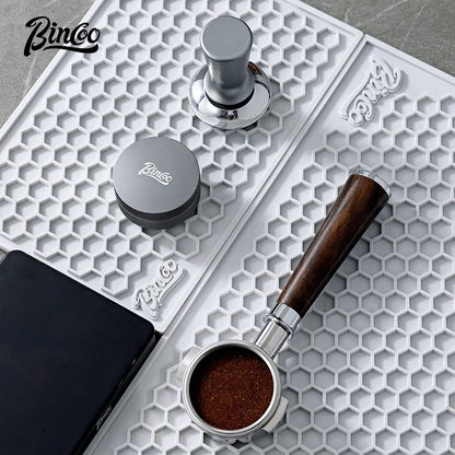 Bincoo 45x30cm Coffee Pressed Powder Mat Drain Mat Bar Mat Non-slip Tabletop Protective Mat Coffee Workbench Supporting Tools