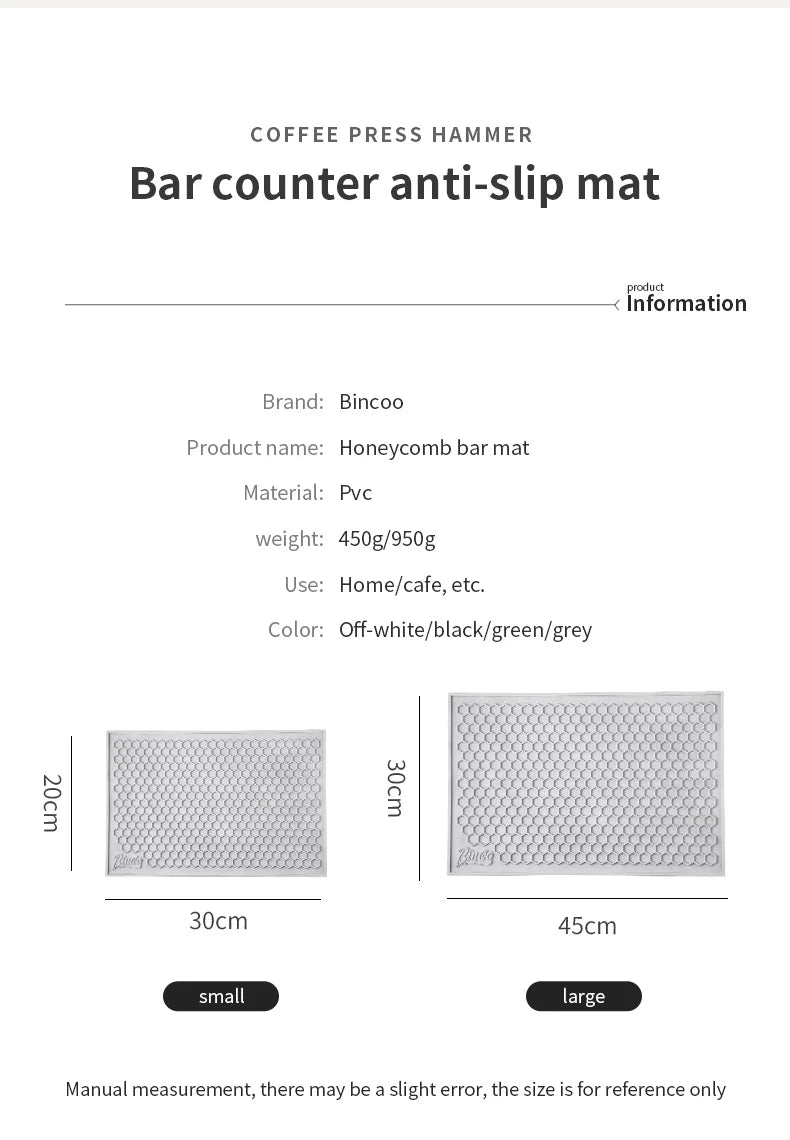 Bincoo 45x30cm Coffee Pressed Powder Mat Drain Mat Bar Mat Non-slip Tabletop Protective Mat Coffee Workbench Supporting Tools