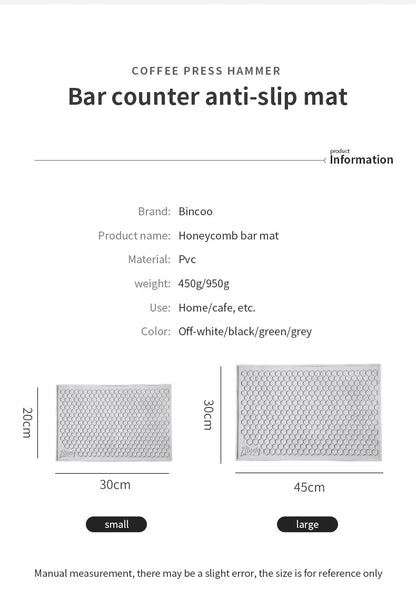 Bincoo 45x30cm Coffee Pressed Powder Mat Drain Mat Bar Mat Non-slip Tabletop Protective Mat Coffee Workbench Supporting Tools