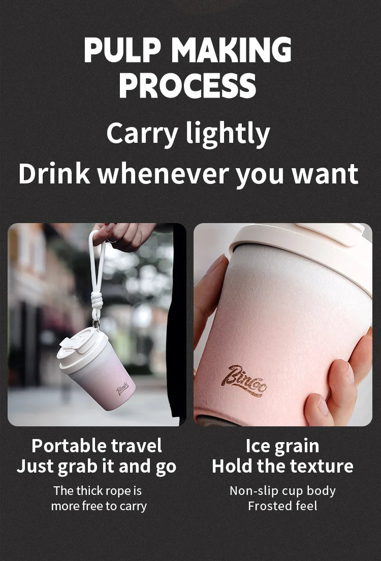 Coffee Insulated Cup 280ML Outdoor Portable Ice Cup Travel Coffee Mug Spill Proof With Lid Car Direct Drinking Thermos Cup