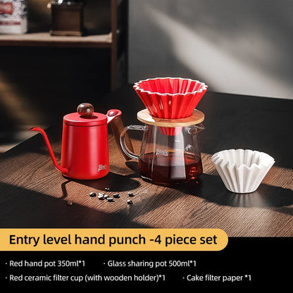 BINCOO 350ml/600ml Coffee Filter Cup Hand Brew Coffee Pot Coffee Sharing Pot Reusable Funnel Dripper Filter Coffee Utensils Set