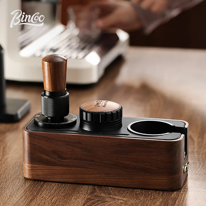 Bincoo Solid Wood Coffee Tamping Stand, Fits 51/58mm Portafilters, Espresso Distributor Base, Barista Tool