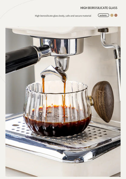 New Stripe Heat-resistant High Boron Silicon Glass Coffee Mug With Wooden Handle Ice American Latte Cup Breakfast Milk Tea Cup