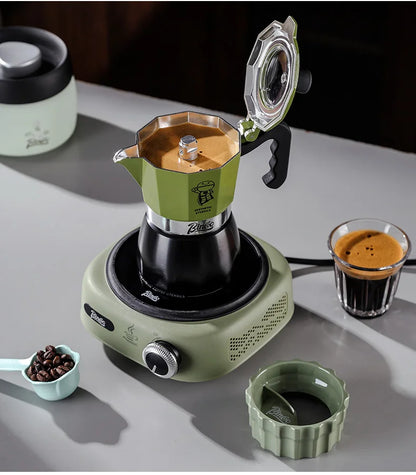 Bincoo Double Valve Moka Pot Espresso Machine Extraction Thermostatic Coffee Mocha Pot Set Outdoor Italian Home Barista Utensils