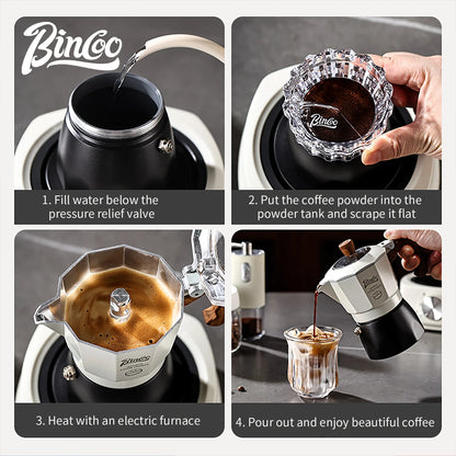 Bincoo Dual Valve Moka Pot Set , Espresso Coffee Maker, Portable Home Machine, Outdoor Use