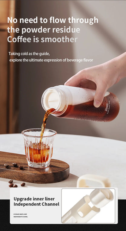 BINCOO Hand Brewed Cold Extraction Bottle Portable Cold Brew Coffee Pot Accompanying Cup Outdoor Lemon Juice Smoothie Filter Cup