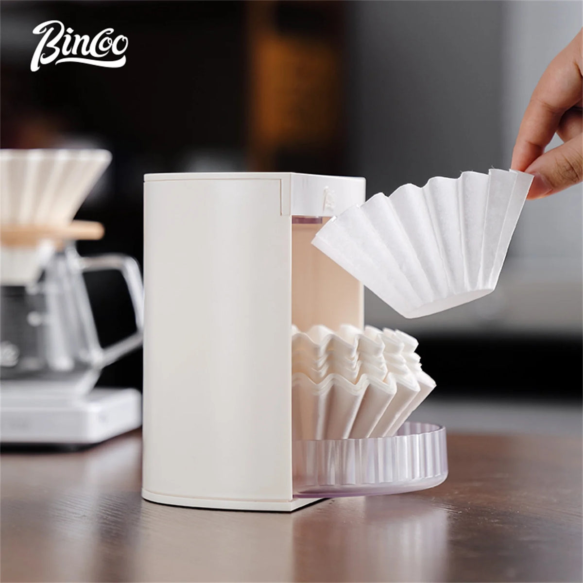 BINCOO Coffee Filter Paper Storage Box Rack Cake Filter Paper Holder Mocha Pot Filter Paper Dust-proof Storage Box Barista Tools
