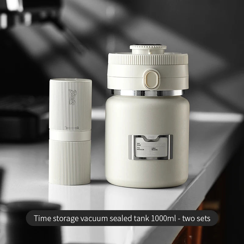 Bincoo Coffee Bean Vacuum Sealed Tank Stainless Steel Grain Tea Nut Keep Fresh Storage Jars Kitchen Airtight Sealed Cans 1000ML
