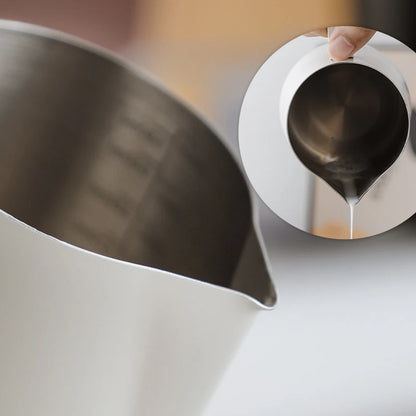 Bincoo Round Spout Coffee Pitcher with Temp Display, Stainless Steel Milk Frother Jug for Latte Art, Espresso Accessory
