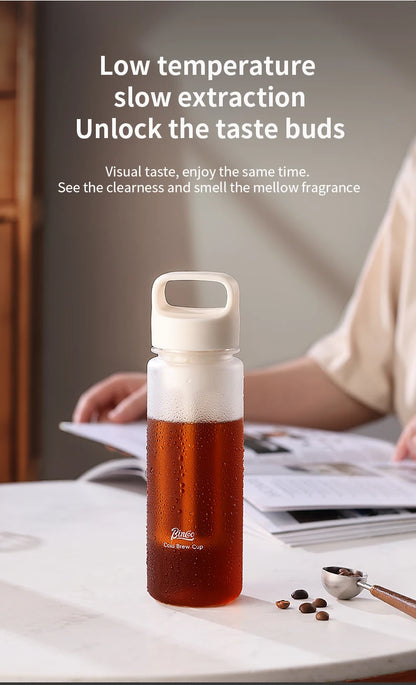 BINCOO Hand Brewed Cold Extraction Bottle Portable Cold Brew Coffee Pot Accompanying Cup Outdoor Lemon Juice Smoothie Filter Cup