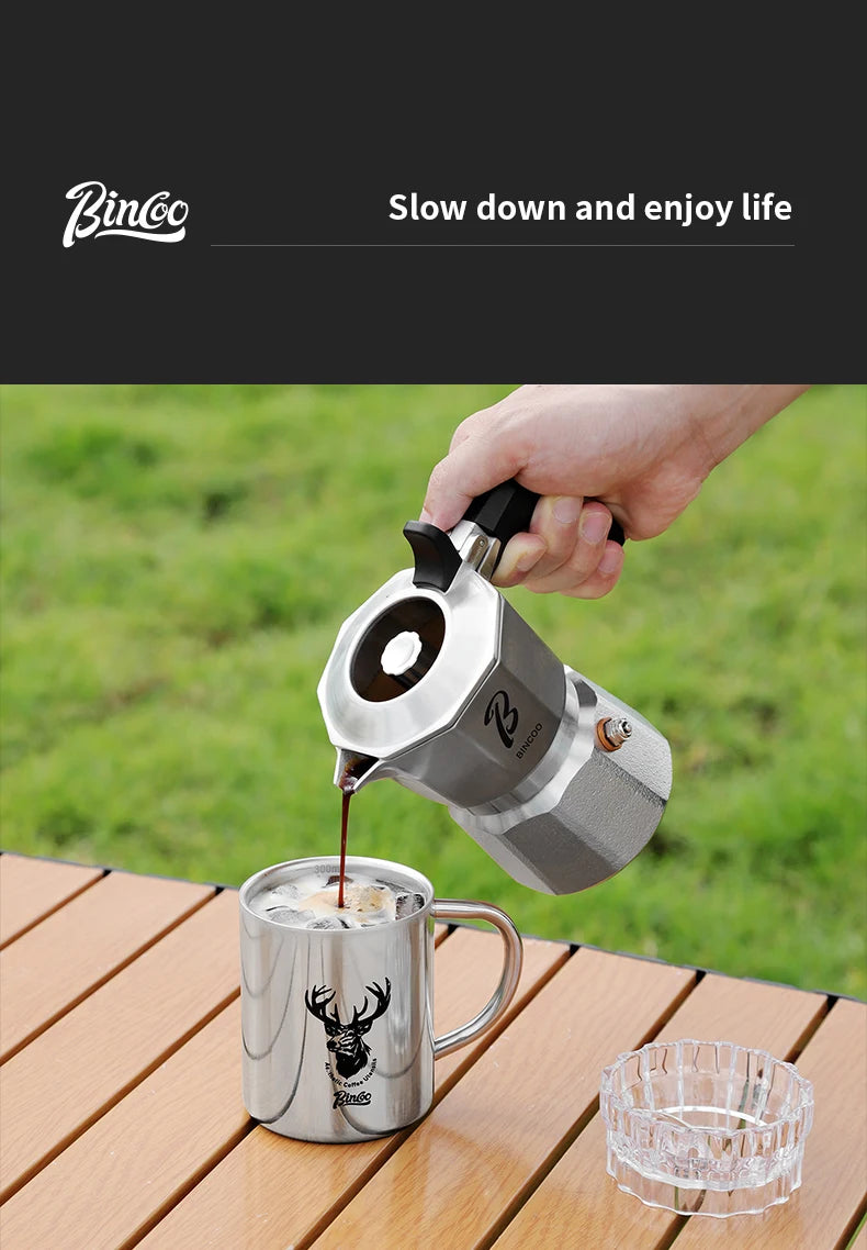 Bincoo Three Valve 316 Stainless Steel Mocha Pot Pressure Concentrating Extraction Coffee Pot Home Professional Barista Kit