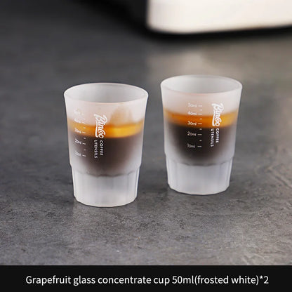 BINCOO Espresso Glass Measuring Cup 50ML Clear Shot Glasses Coffee Mugs Set Espresso Measuring Cup Tools Milk Frothing Pitcher