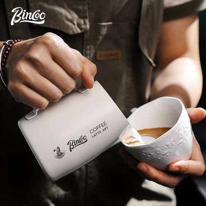 Bincoo Stainless Steel Milk Frothing Pitcher 420/520ml Cappuccino Latte Art  Jug Chic Home Barista Accessories Latte cup and jar