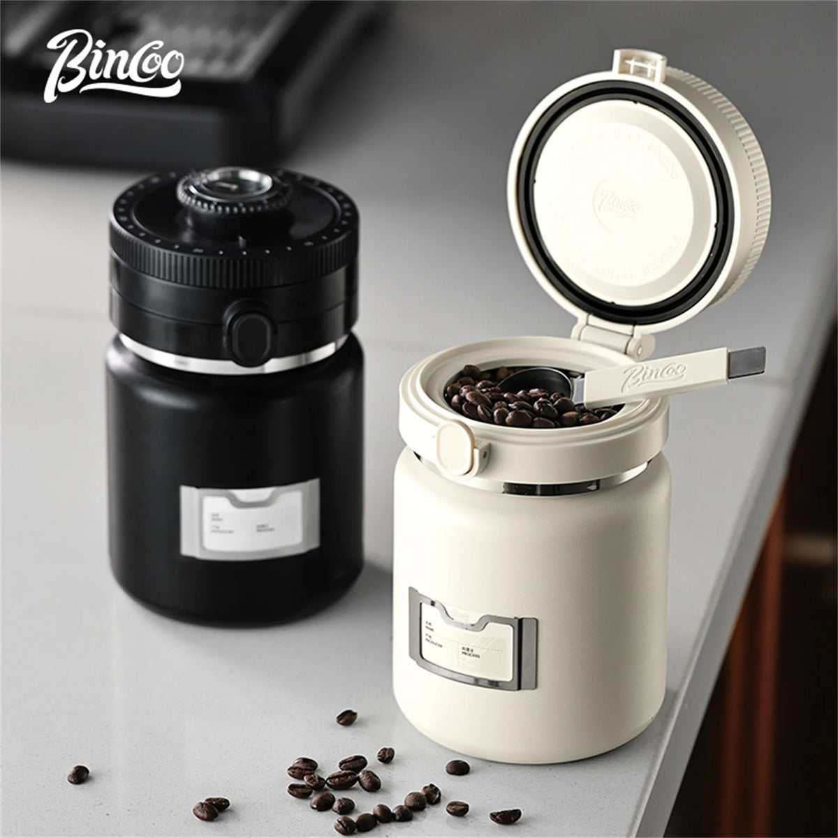 Bincoo Coffee Bean Vacuum Sealed Tank Stainless Steel Grain Tea Nut Keep Fresh Storage Jars Kitchen Airtight Sealed Cans 1000ML