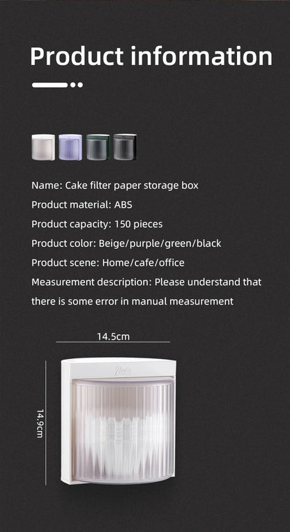 BINCOO Coffee Filter Paper Storage Box Rack Cake Filter Paper Holder Mocha Pot Filter Paper Dust-proof Storage Box Barista Tools