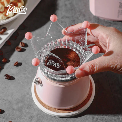 Bincoo Crown Style Coffee Distributor for Moka Pot, Powder Filling & Tamping Tool, Barista Accessory with Leveling Base