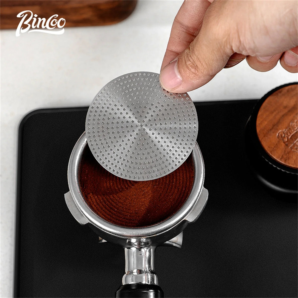 Bincoo-Stainless Steel Espresso Extraction Filter, Secondary Water Separation Net, Espresso Machine Handle, Powder Bowl
