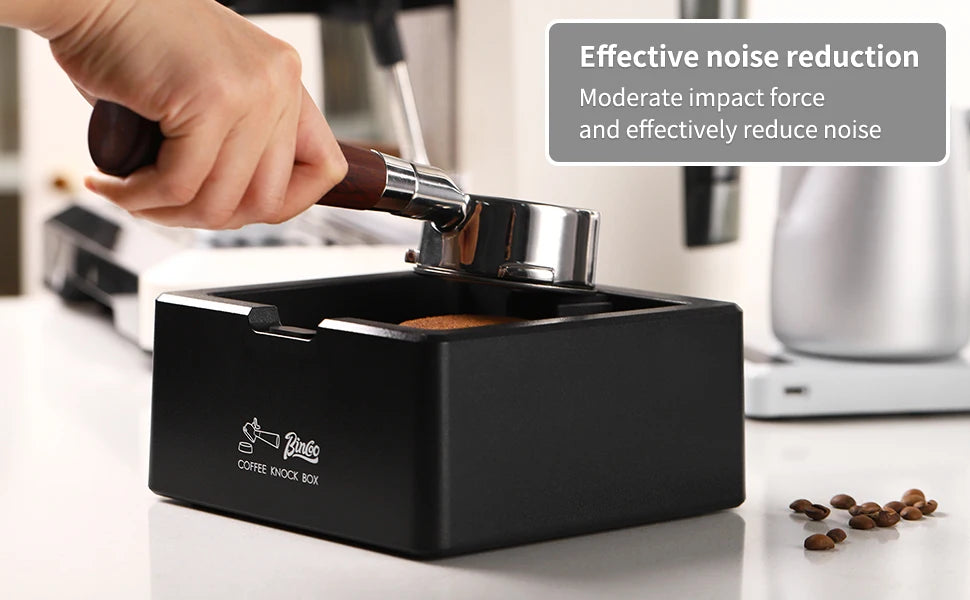 Bincoo ABS Coffee Knock Box, Square Anti-Slip Design with Silicone Base for Espresso Grounds, Home & Cafe Use