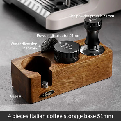 Bincoo-Walnut Coffee Press Base, Powder Distributor Set, Italian Handle, Universal Appliance Tool, Storage Base, 51mm, 58mm