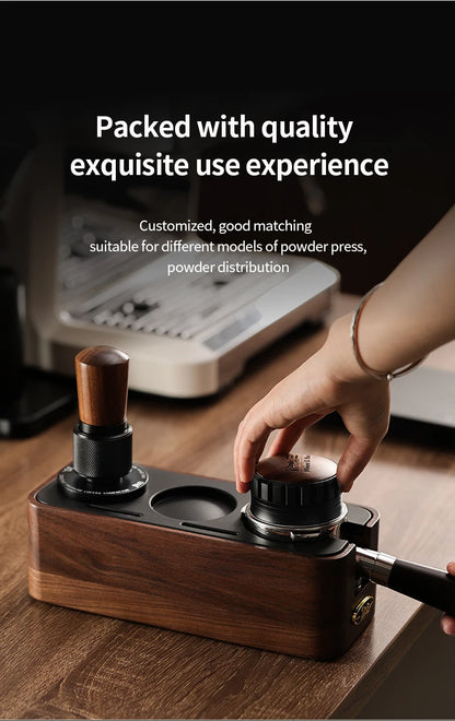 Bincoo Solid Wood Coffee Tamping Stand, Fits 51/58mm Portafilters, Espresso Distributor Base, Barista Tool