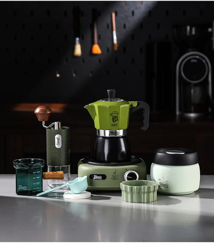 Bincoo Double Valve Moka Pot Espresso Machine Extraction Thermostatic Coffee Mocha Pot Set Outdoor Italian Home Barista Utensils